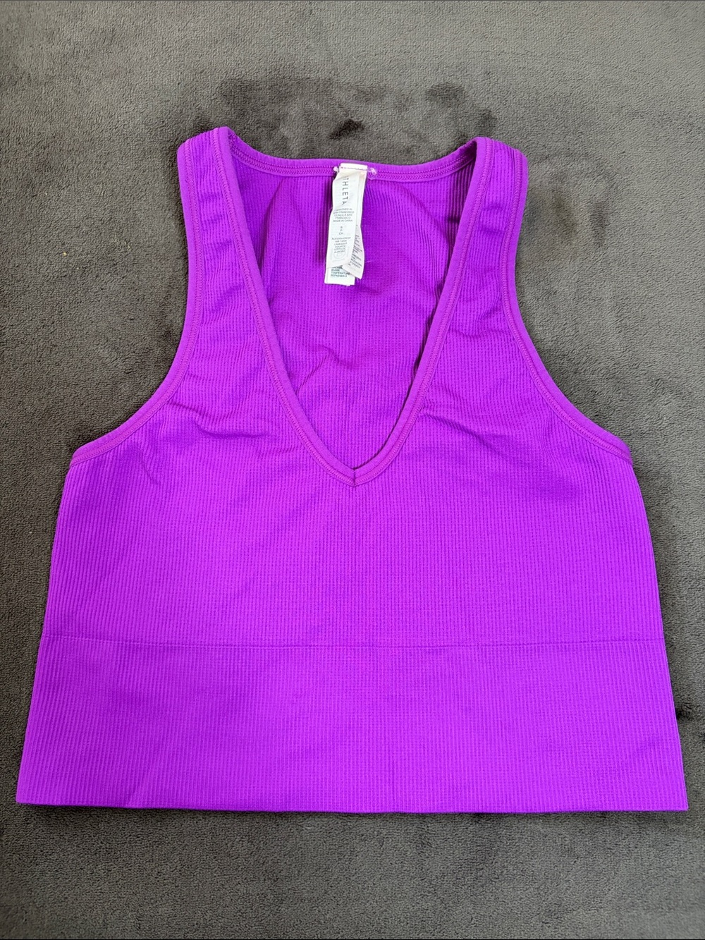 Athleta Ribbed V-Neck Crop Tank Top - Bright Purple